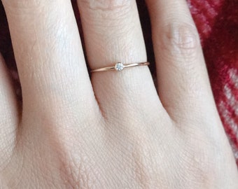 Dainty CZ bezel gold Ring ~ Gold-filled ~ Sterling Silver /Rose Gold-filled CZ ring ~ handmade jewelry rings