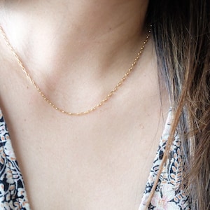 Thin Paperclip Chain Necklace Gold • Rose Gold Chain • Silver Layering necklace