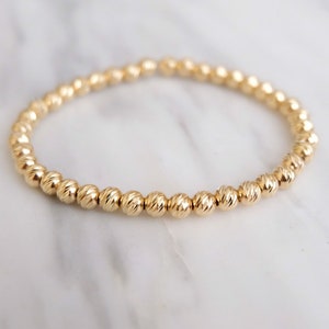 5mm faceted moon cut bracelet diamond cut 14K solid gold