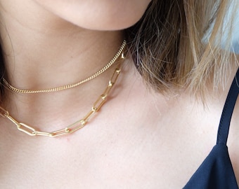 Large link chain necklace • Gold Chunky Chain Necklace • Paperclip Layering Necklace