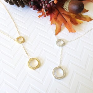 Ladies&#39; Sterling Silver Lariat Necklace with Circle Connector