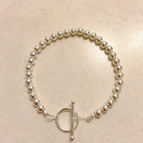 Sterling Silver Toggle Bracelet • Beaded Toggle bracelet • 5mm beaded bracelet • sterling silver, gold filled, rose gold filled