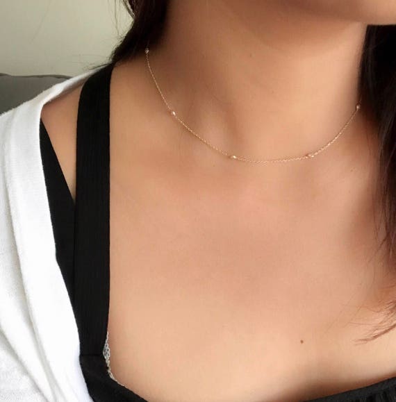Diamond Station Necklace Diamonds by the Yard Choker Etsy UK