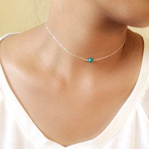 Turquoise Choker Necklace / single turquoise bead choker / festival choker necklace / bohemian choker necklace / gold / silver / rose gold