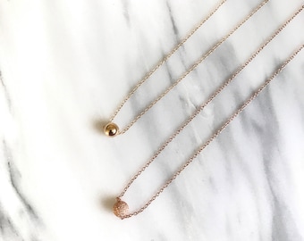 Dainty single bead necklace / gold necklace / silver necklace / rose gold necklace /  minimalist necklace / layering necklace