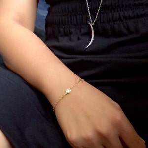 Dainty Diamond Solitaire Bracelet / Diamonds by the yard / gifts for her image 2