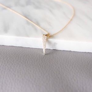 14k Gold diamond Spike Necklace / Diamond necklace / diamond triangle necklace / dainty necklace