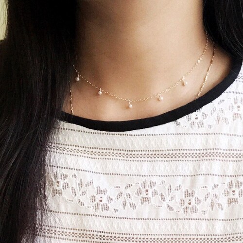 Pearl Dangle Necklace / Pearl Shaker Necklace / Choker Etsy