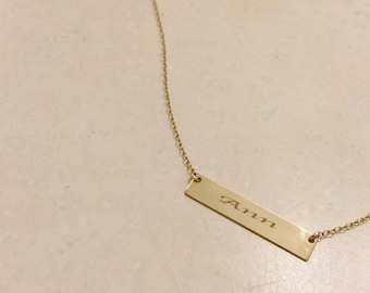 Personalized Bar Necklace / Gold bar necklace/ silver name necklace / rose gold necklace/ID Necklace / Short bar Necklace / name necklace