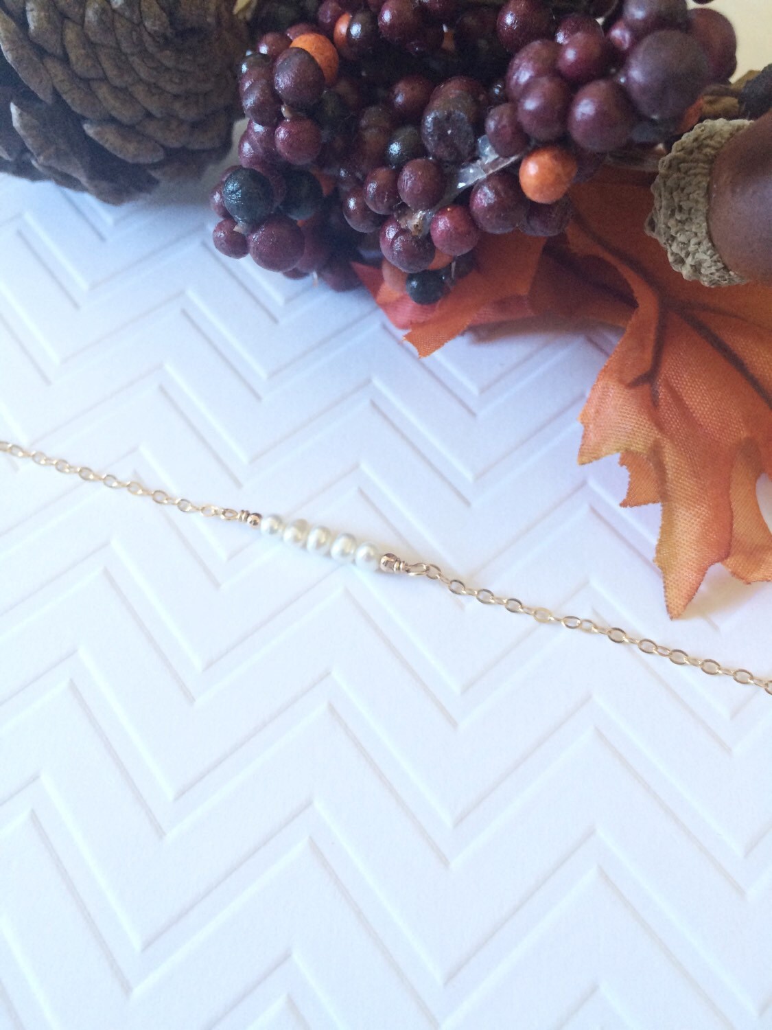 Pearl bar bracelet / tiny freshwater pearl bracelet