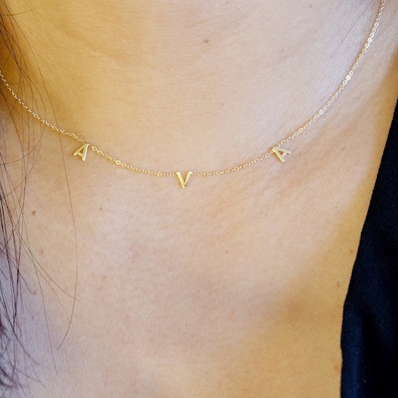 Personalized Name Necklace 14K Solid 