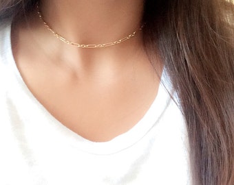 Minimalist halo bar choker necklace / contemporary choker necklace / dainty choker necklace / chain necklace