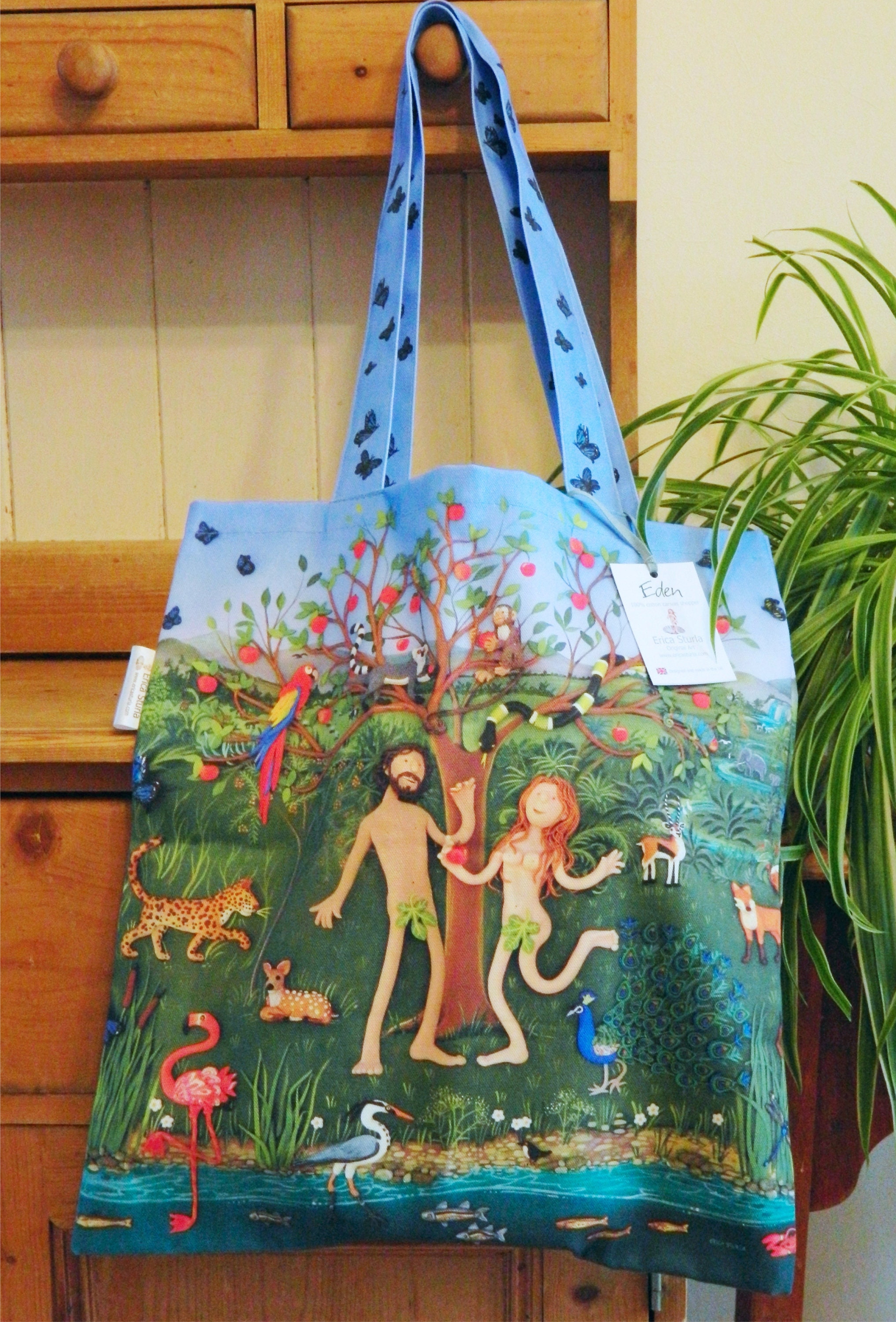 Shopping tote bag in cotton canvas in all over Eden art print Etsy