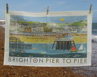 100% cotton Tea Towel - Brighton Pier to Pier