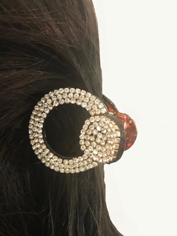 New Tortoiseshell Amber Crystal & Rhinestone Round 1.5 display picture 1