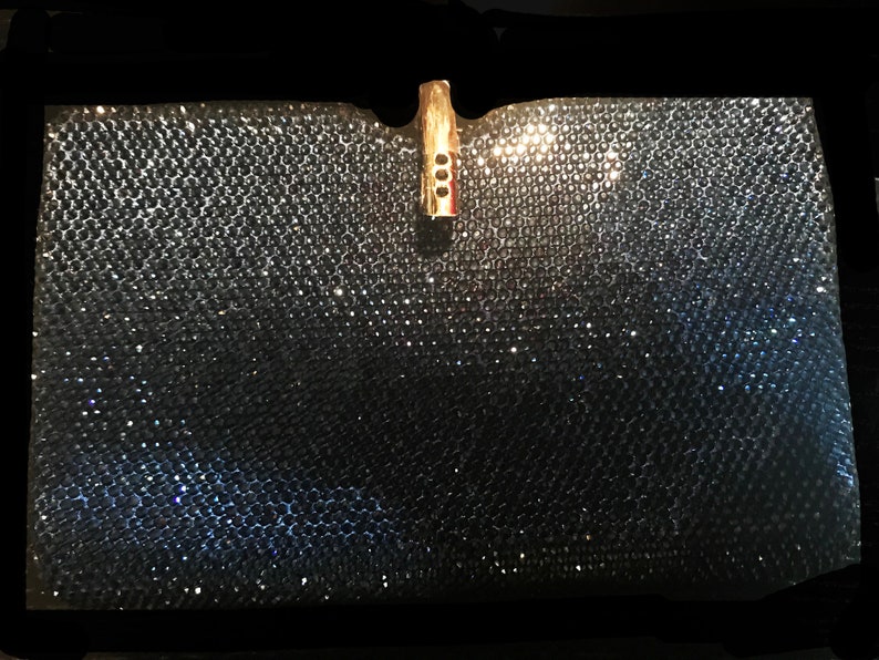 New Navy Body With Navy Blue Crystal Hard Shell Evening Clutch bag
