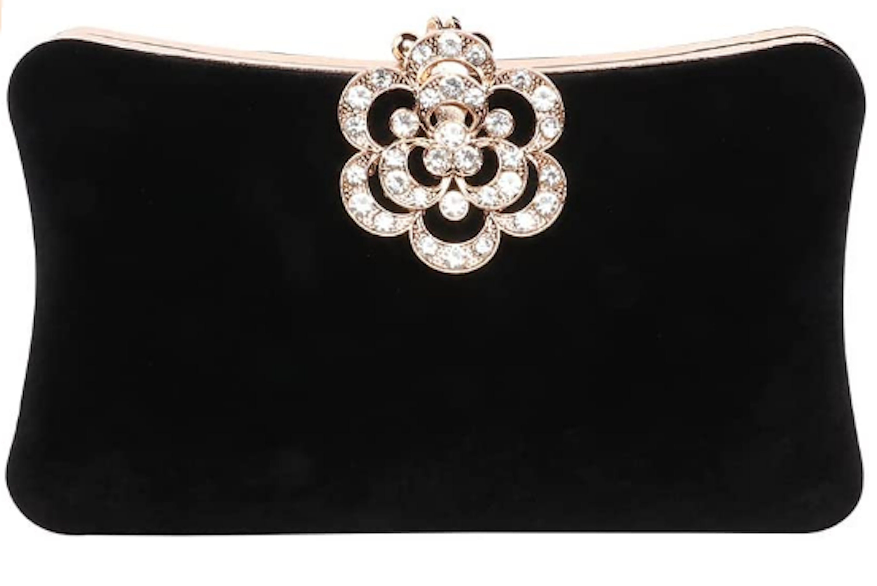 Black Crystal Evening Clutch  Shoulder Bag Handbag Purse