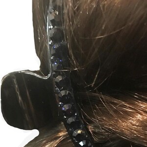 New Black & Sapphire Blue  Crystal 5&#39;&#39; L x 3/8&#39; W Claw Clip