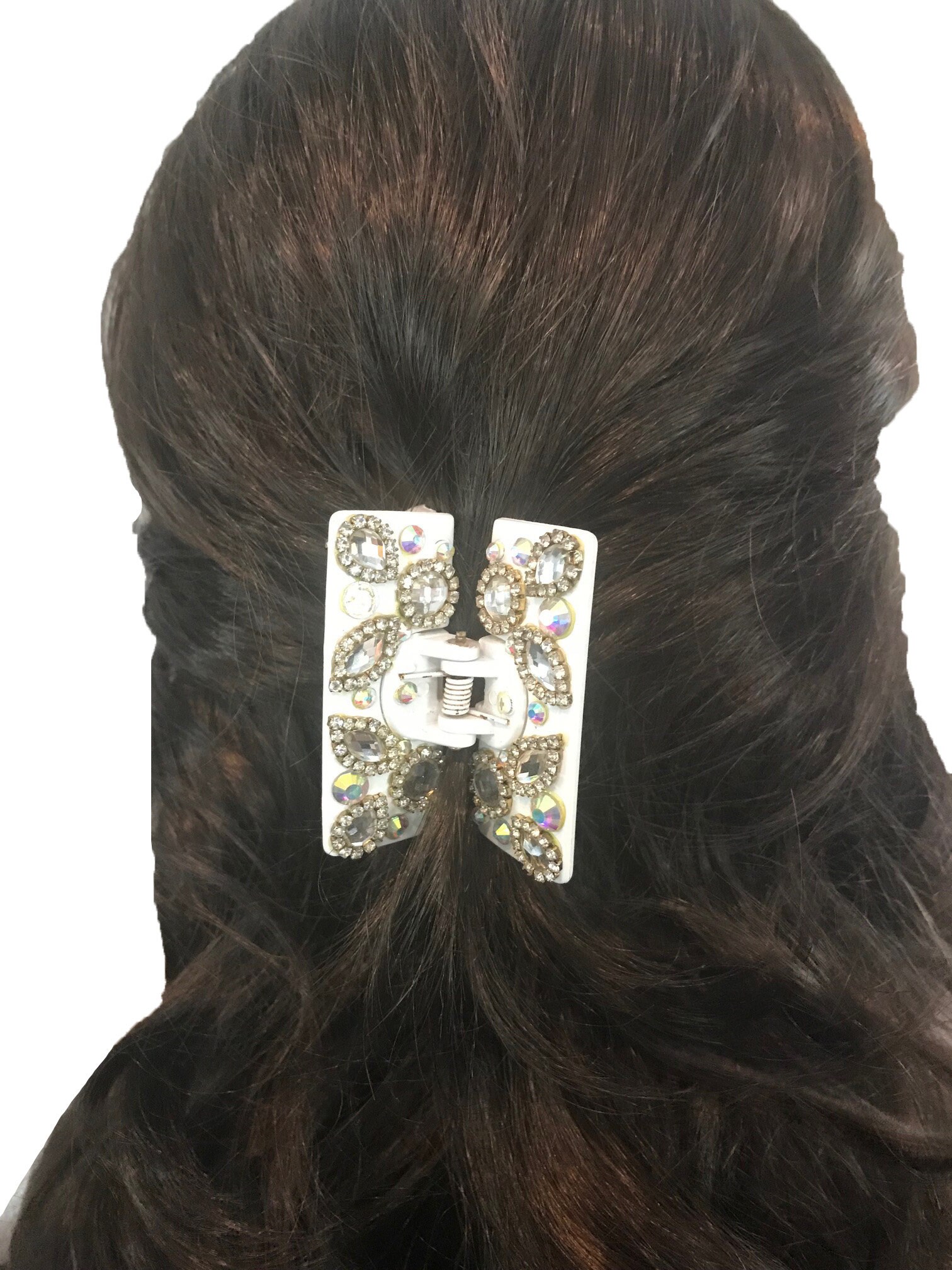 新作ホワイト、アンバー＆レインボーCZクリスタル、ラインストーン付き