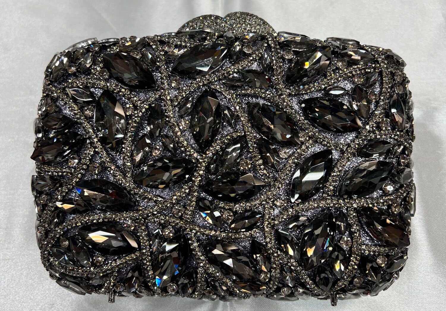 New Chunky Austrian Crystal Hard Shell Evening Clutch Bag With a