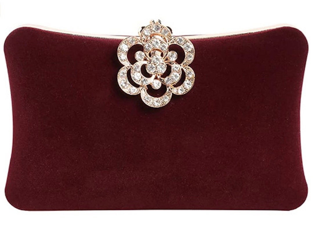 Burgundy velvet hotsell clutch