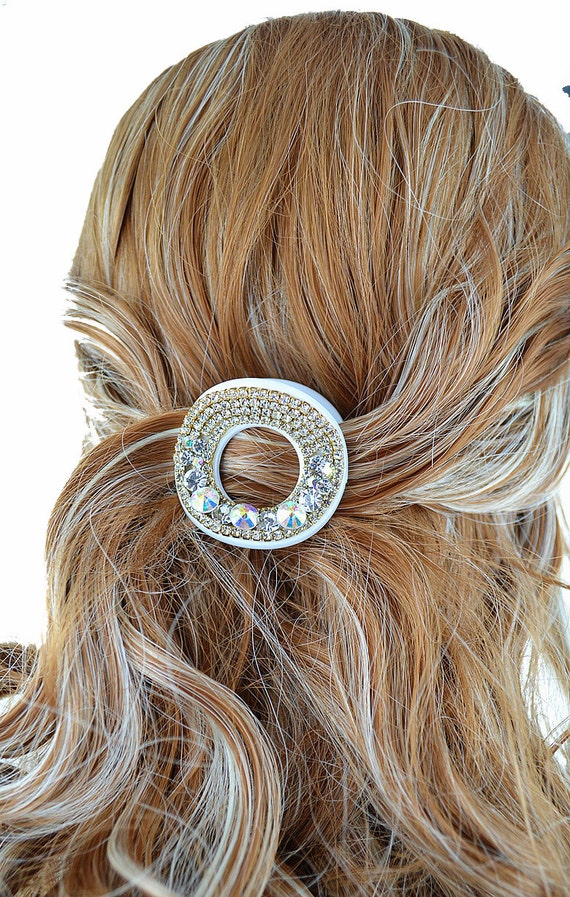 New White With & Gold With Iridescent Rhinestone Crystal 1 1  display picture 1