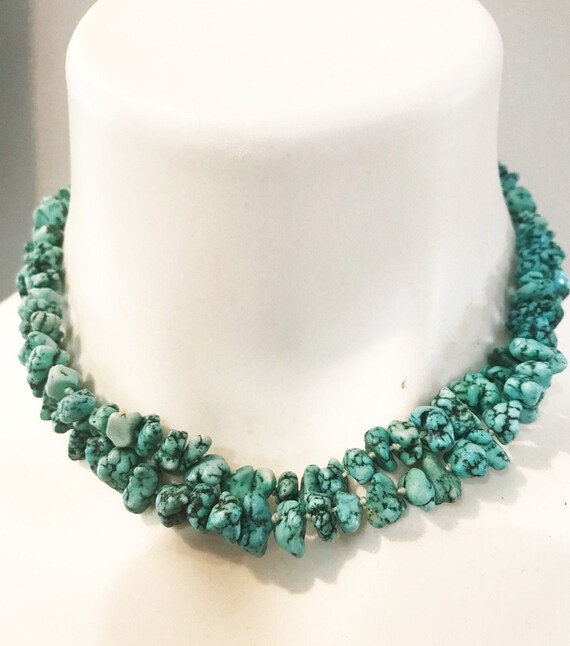 Estate Vintage  Real Turquoise Gemstone  Strand  … - image 2