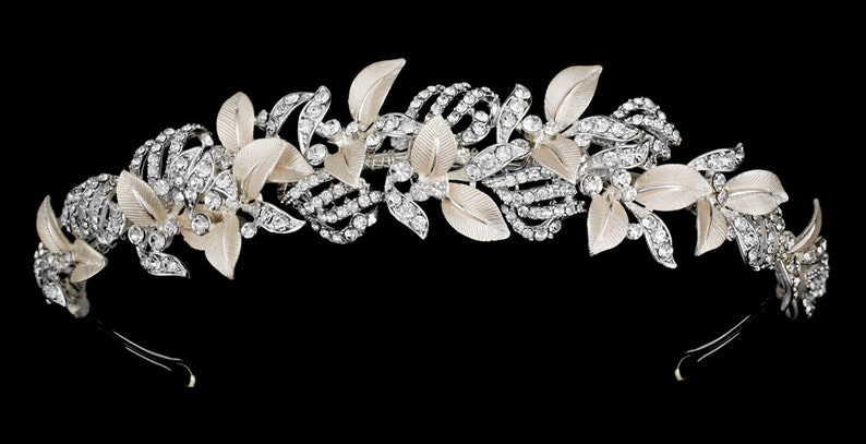 New Bridal Gorgeous Floral Vine With Pearls /& CZ Crystal Rhinestone Hair Band