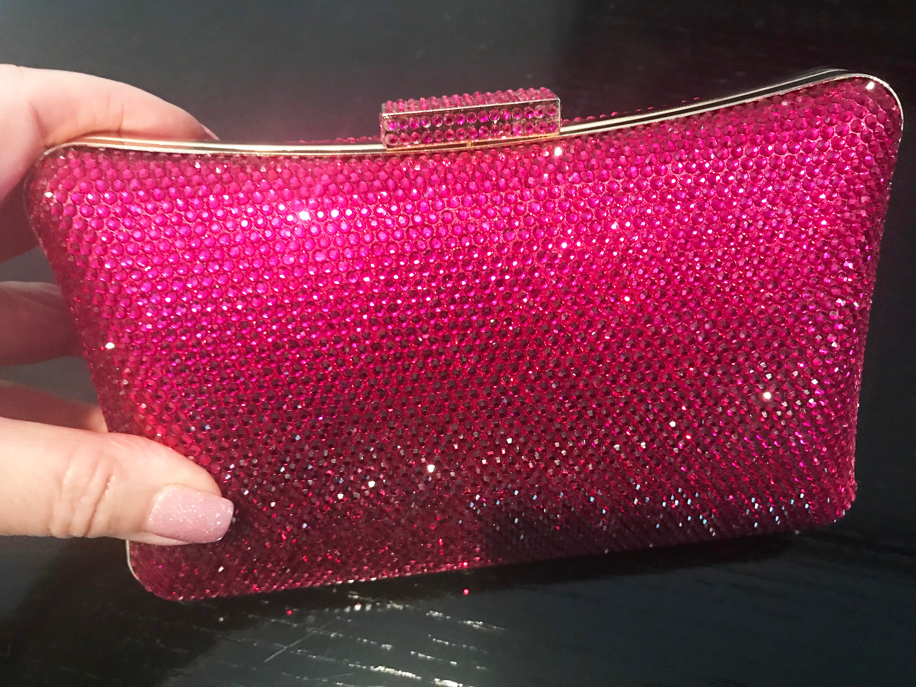 New Hot Pink Crystal Hard Shell Clutch Handbag Etsy