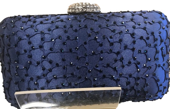 Clutch Bag Ladies Navy Handbags Buy New Navy Satin With Navy