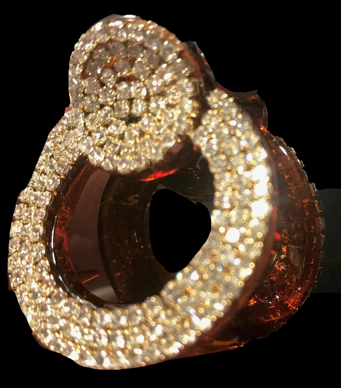 New Tortoiseshell Amber Crystal & Rhinestone Round 1.5 display picture 1