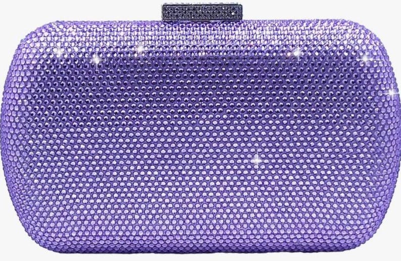 Purple crystal fashion accessories - New Lilac Austrian Crystal Cluster Minaudiere Clutch Evening Handbag- Fits Iphone