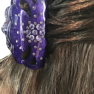 新しいゴージャスなディープパープルとライラッククリスタルフローラルの3フィートヘアクロークリップ