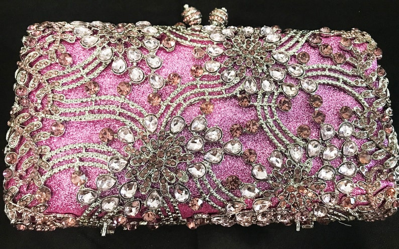 Purple clutches and evening bags - Lilac crystal minaudière evening bag