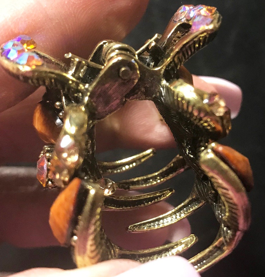 Amber Color Large Stone Barrette Gold Tone Metal Hair Clasp Amazon.com : Large Pearl Hair Claw Clips Amber Color  main image 4