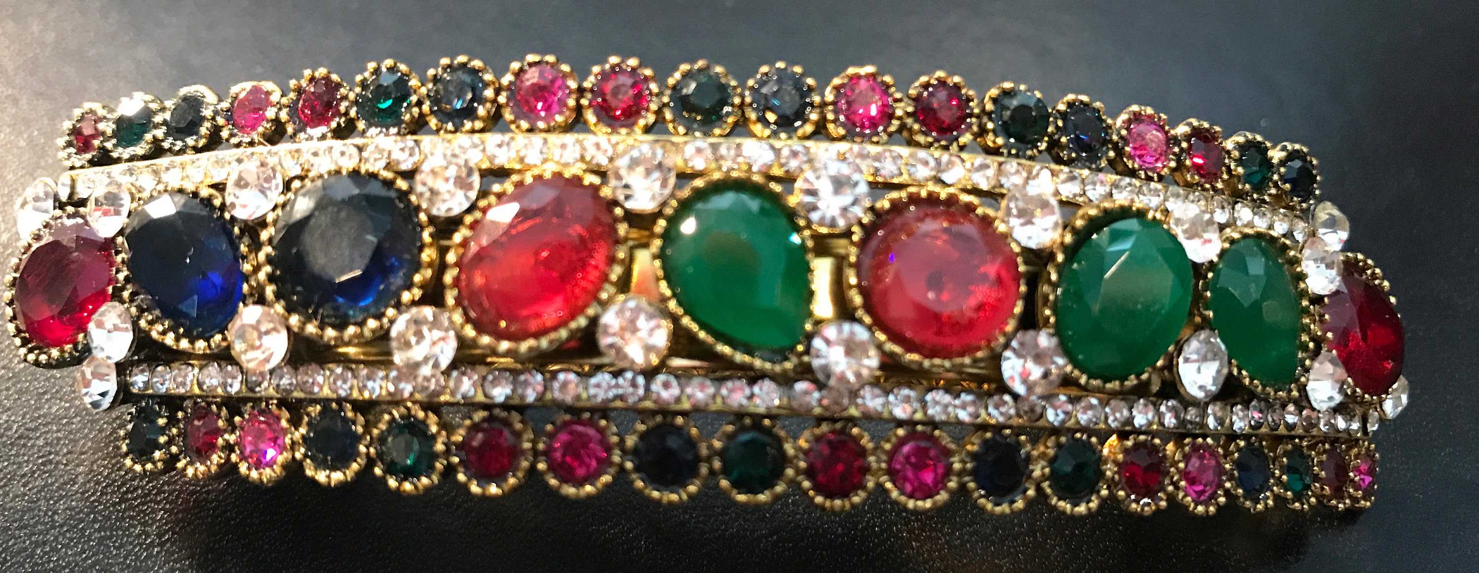 New Art Deco Antique Gold with Clear Crystal 3'' Hair