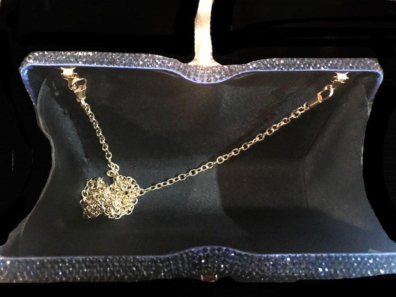 New Navy Body With Navy Blue Crystal Hard Shell Evening Clutch bag