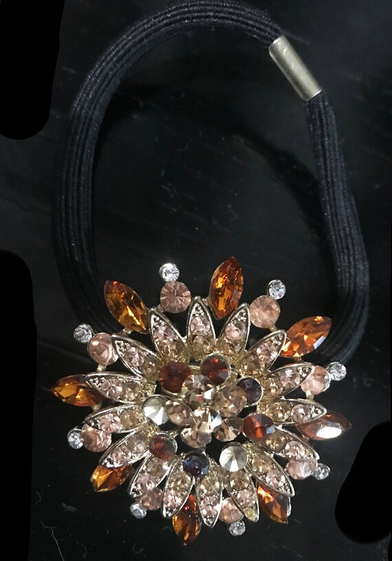 New Gold & Amber Floral Crystal 1 1/2