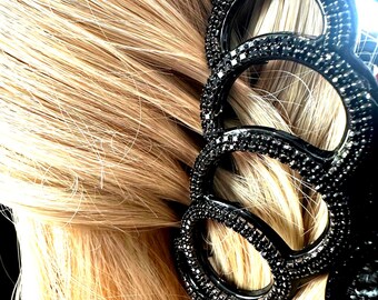 Amber Color Large Stone Barrette Gold Tone Metal Hair Clasp Amazon.com : Large Pearl Hair Claw Clips Amber Color  main image 3