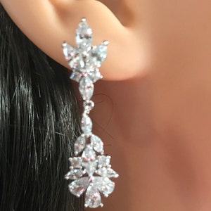 New CZ A+++  Crystal & Rhinestone Chandelier 1  1/2'' Oval Pierced Earring