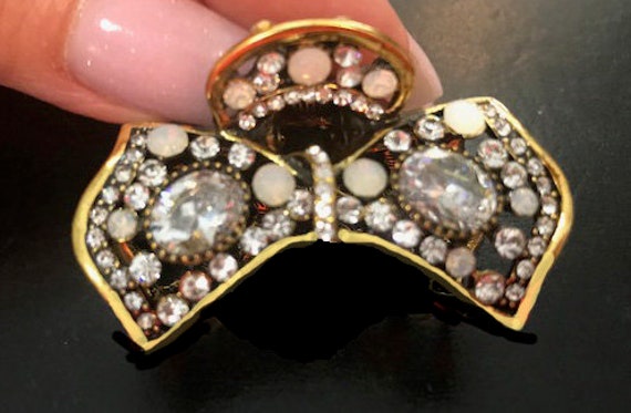 New Antique Gold With Clear Crystal & Rhinestones 1 1/2 