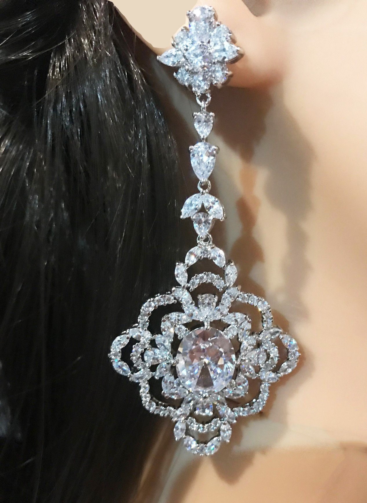 Orecchini da sposa eterni con lampadario di cristallo (oro
