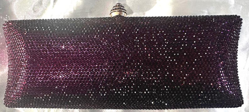 Purple clutches and evening bags - dark purple crystal clutch evening bag