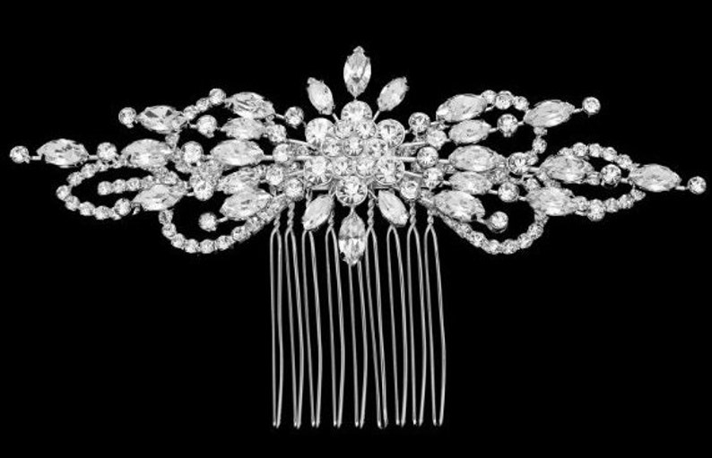 New Bridal Gorgeous CZ Crystal Cluster Hair Comb image 1