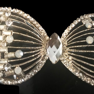 New Silver With CZ Crystal & Rhinestone Butterfly Hair Barrette 3 1/2&#39;&#39; - Lever-back