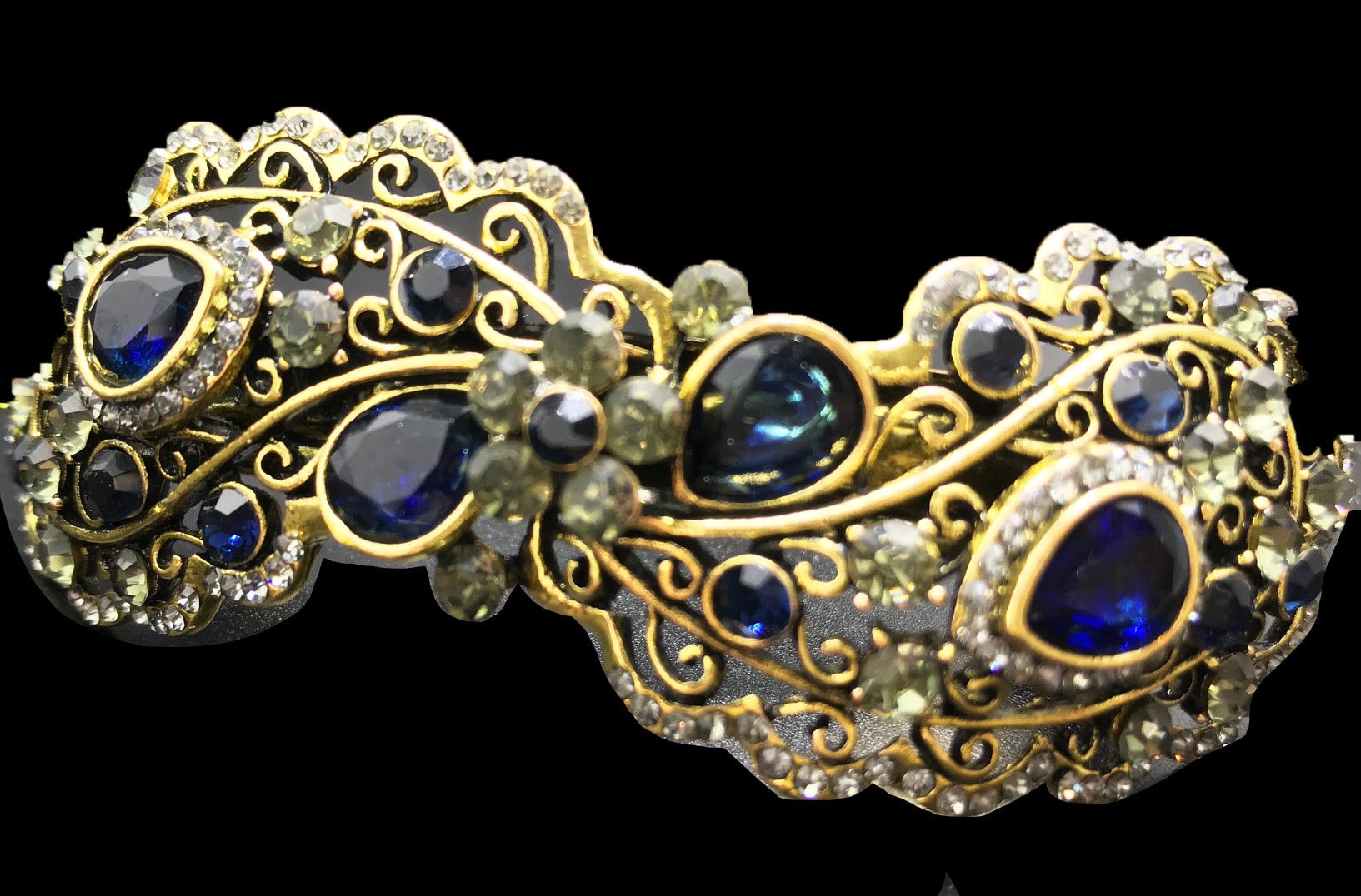Vintage Tiara Hairpin Step Shake Manzhu Shahua Meatball Head Antique Jewelry Weiyue Hair clip color : BLACK, Size : 18cm 