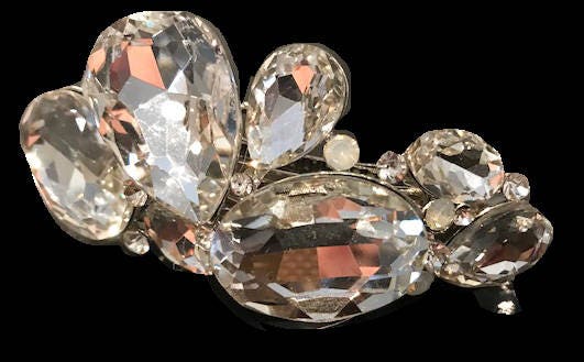 Barrette Cheveux Brillante Pour Mariée - Cristal Et Strass Argenté - 3 Pouces