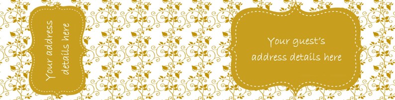 Envelope wraps lace damask gold wraparound address labels personalised labels invitations wedding engagement bridal shower baby shower