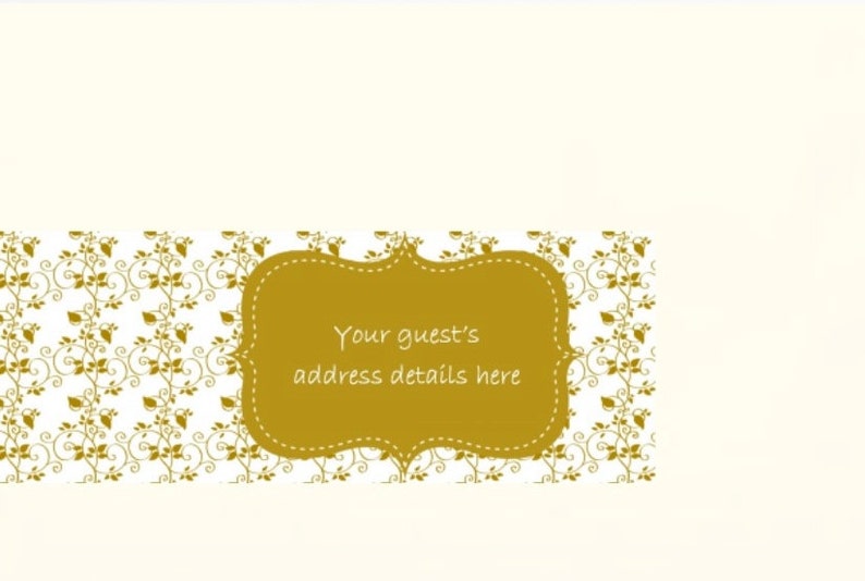 Envelope wraps lace damask gold wraparound address labels personalised labels invitations wedding engagement bridal shower baby shower