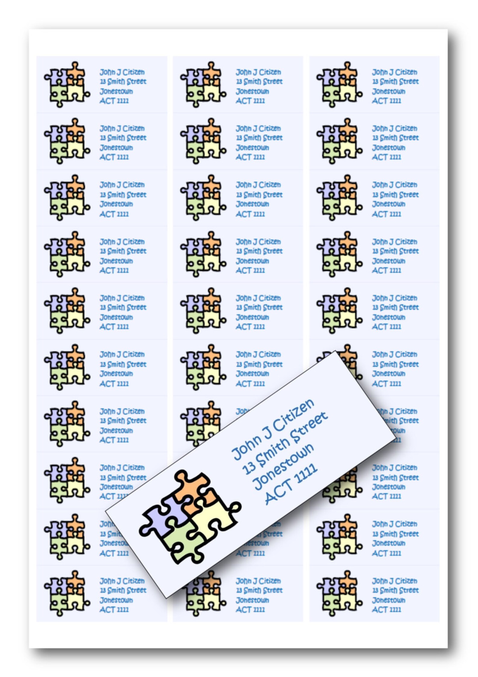 Jigsaw Labels Custom Return Address Labels Puzzle Design Kids Etsy